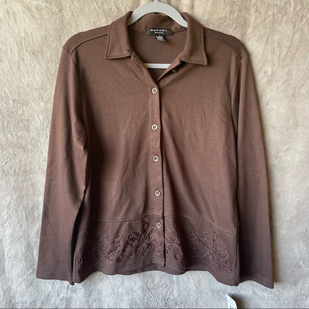 Rafael Sport Chocolate Brown Button Up Embroidered Cardigan
